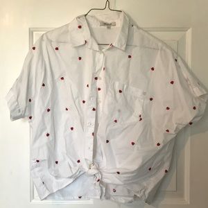Madewell strawberry embroidered button down